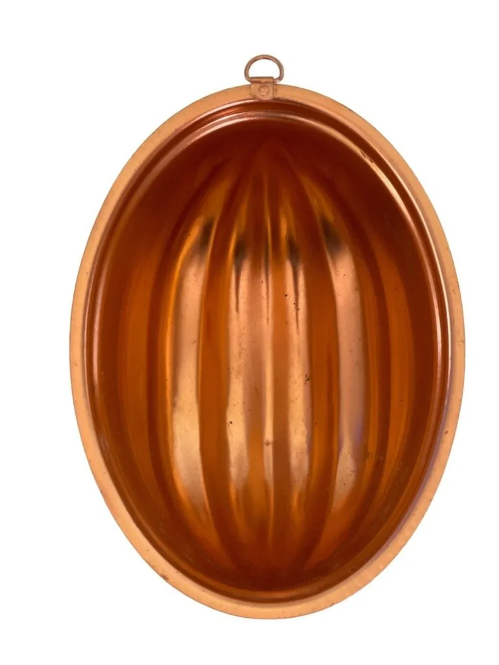 Vintage Copper Jello Gelatin Mold Oval Melon Shape 7.25